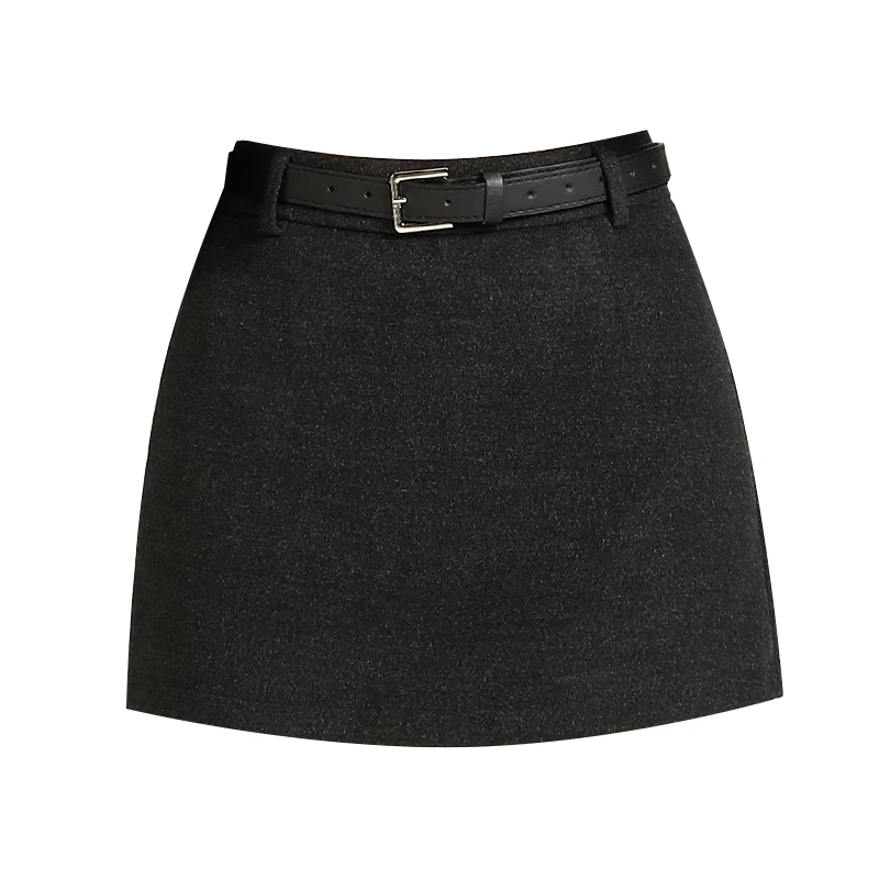 Korean Sle High Waist A-Line  Skirt Women's Autumn Winter New Slimming Versatile Wool Blend Anti-Light Pants ort Skirt