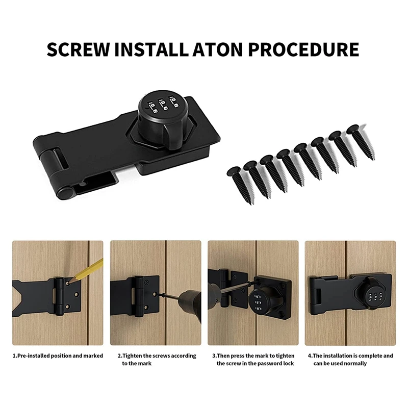 1 PCS Cabinet Door Combination Lock Door Lock Clasp Door Cabinet Privacy Lock (Silver)