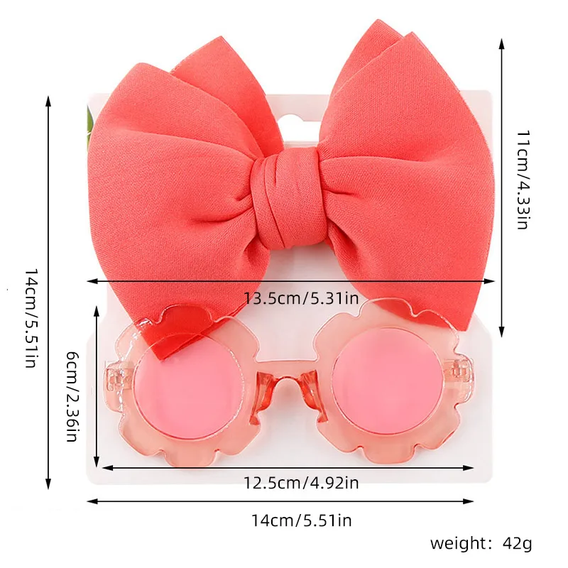 2 Pcs/Set Baby Sunglasses Hairband Set Flower Shape Children Glasses Cartoon Bows Headband Set