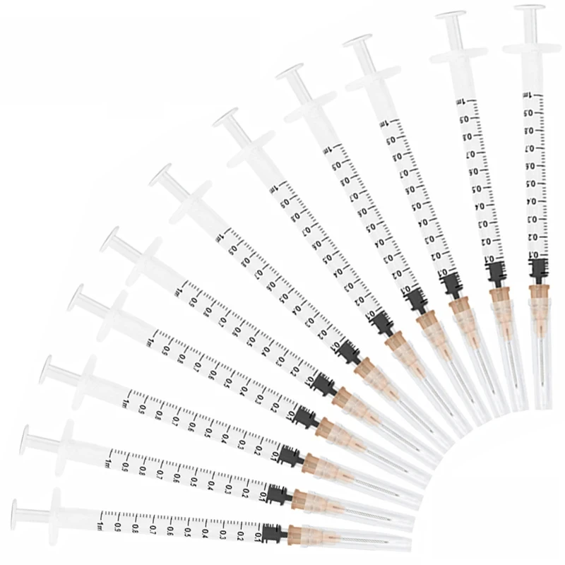 

100pcs 1ml/cc Sterile Individually Packed Disposable Syringe With 26G 1/2 inch Needle for Lab, Industrial Dispensing , Animal