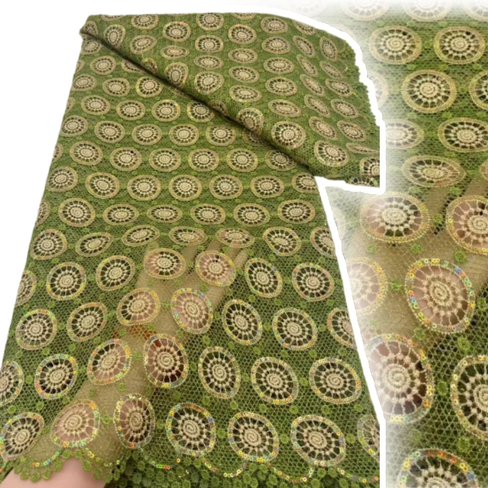 

Нигерийская водорастворимая кружевная ткань с вышивкой Sequina, высокое качество, африканский гипюровый шнур, кружевная ткань для женских платьев TP1561