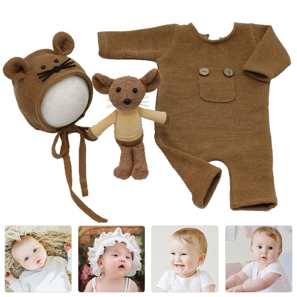 

1 Set Costume Photography Props Jumpsuit Outfit Style Unisex Hat Short Sleeve Set For Gift