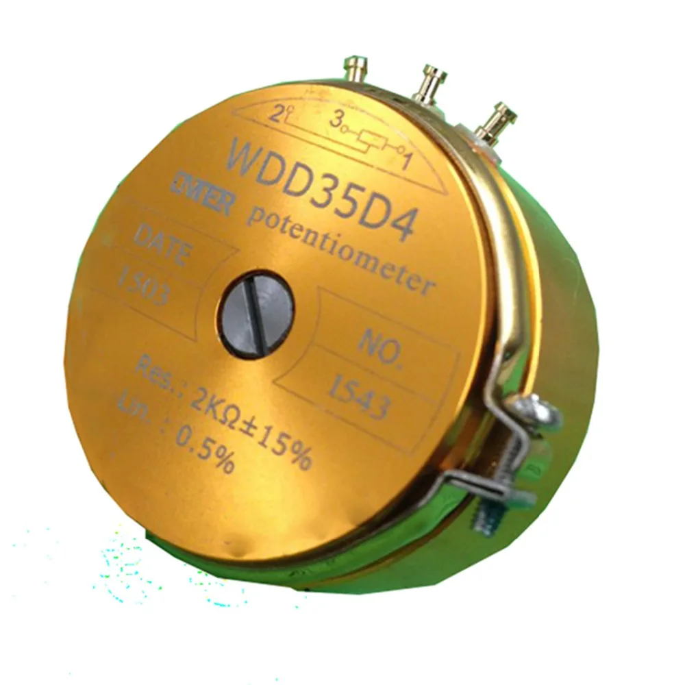 WDD35D-4 Precision Conductive Plastic Potentiometer 0.5% Angular Displacement Sensor 1K 2K 5K 10K