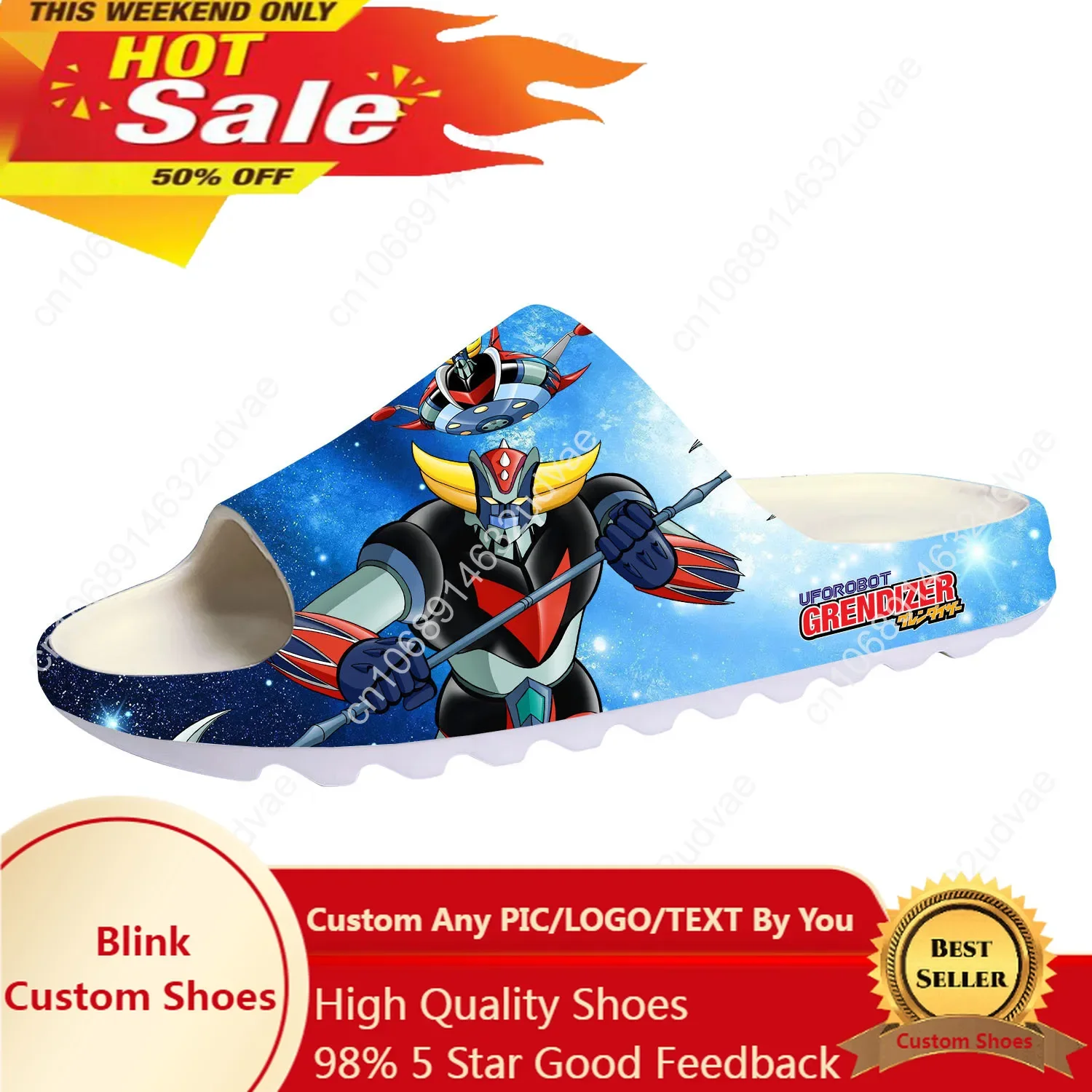 

UFO Robot Grendizer Cartoon Anime Soft Sole Sllipers Home Clogs Customized Water Shoes Men Women Teenager Step on Shit Sandals