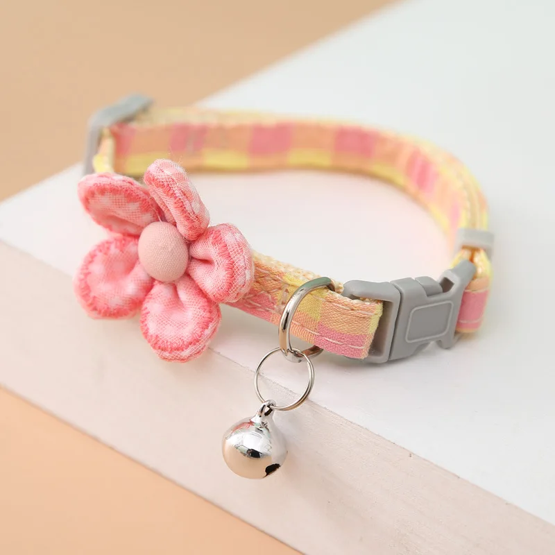 Cute flower cat collar with bell pet bow tie cat collar cat neck collar