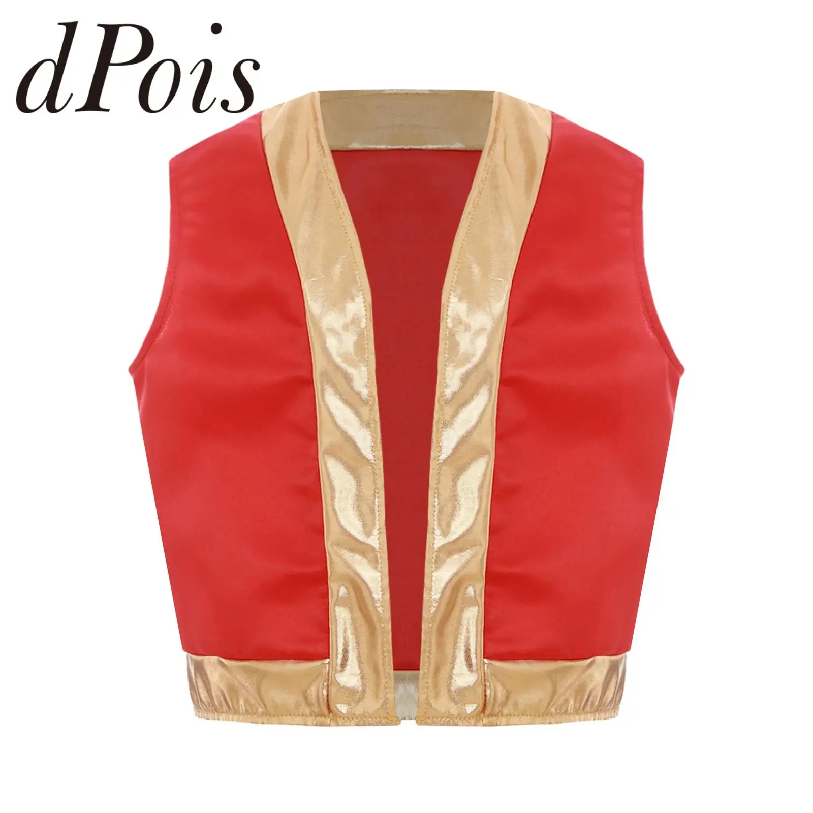 

Жилет с арабским принцом для мальчиков, игровой персонаж, карнавальный костюм, жилет с открытой передней частью, праздничная карнавальная тематическая одежда для вечеринок