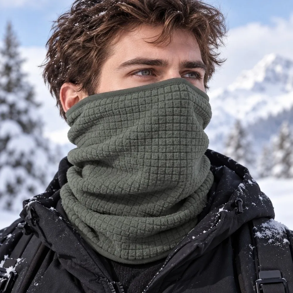 Windproof Snood Thickened Neck Warmer Soft Fleece Elastic Thermal Collar Breathable Dustproof Fleece Scarf Athletes