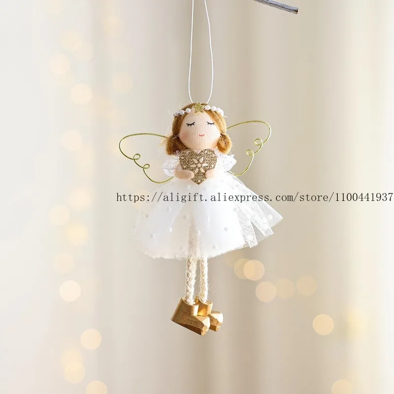 قلادة عيد الميلاد عقد الخوخ القلب تاج فتاة لطيف خرافة الرياح الملاك، شجرة عيد الميلاد تزيين مُثبت قلادة صغيرة