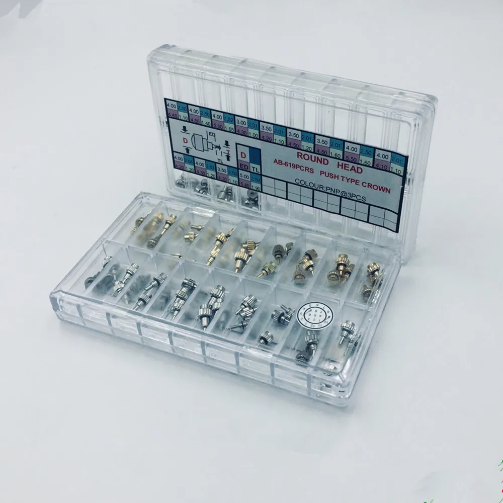 

1 комплект, 54 упаковки, качественные часы из нержавеющей стали, серебро и золото, кнопка-толкатель, заводная головка, зажимная головка, заводная головка, запасные части для часов, замена