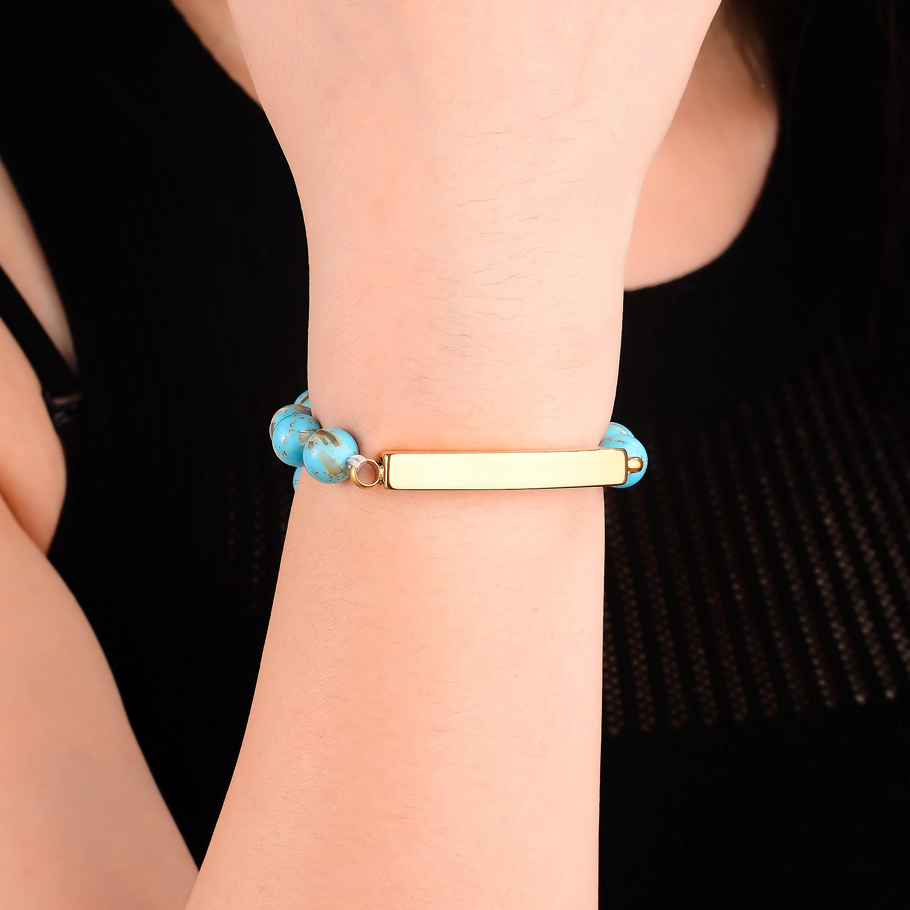 Gelang Kremasi Modis untuk Abu Batu Alam Warna-warni Batang Baja Tahan Karat Perhiasan Peringatan Kenang-kenangan Teks Nama Kustom