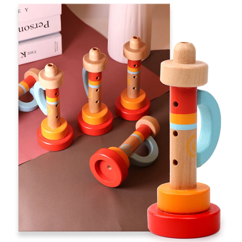 Wooden Children's Trumpet Orff Musical Instrument Early Childhood Education Environmentally Friendly Kids Trumpet Birthday Gift