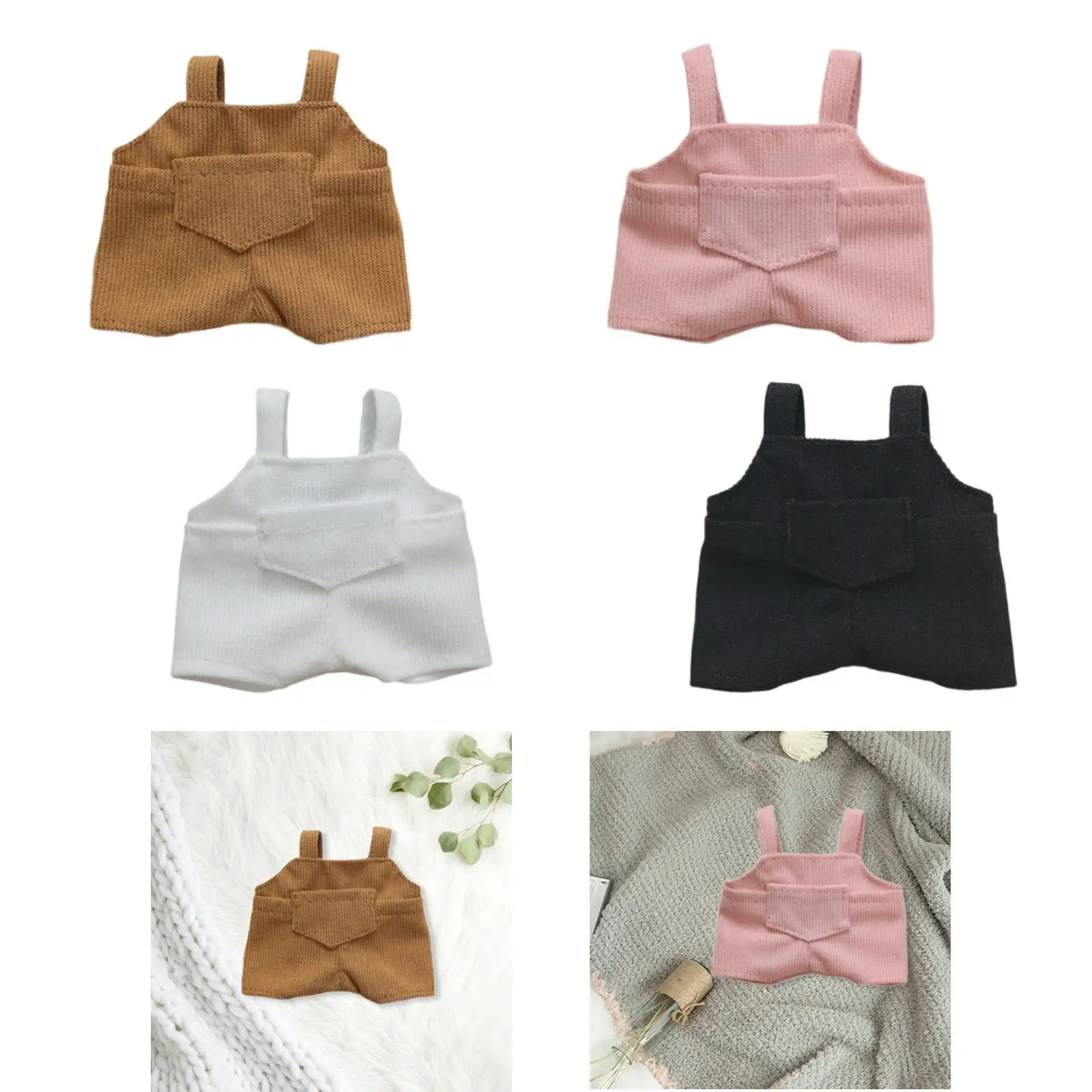 Fashion Dolls Suspender Pants Costume Accs, Miniature Clothes Handmade Clothing for 6inch Boy Dolls Birthday Gifts