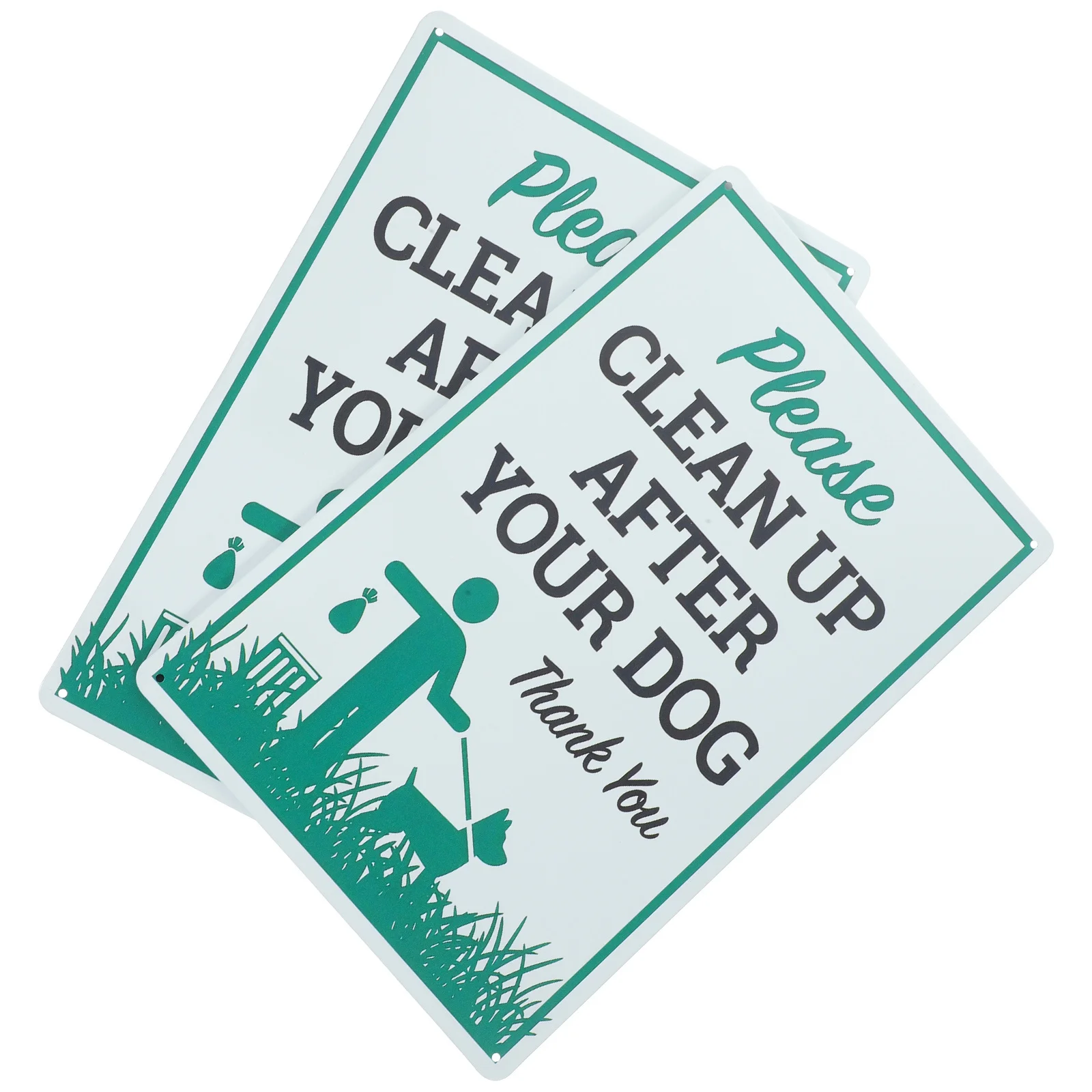 

2Pcs Metal Dog Poop Warning Sign Pet Toilet Notice Durable Double Side Print Clean Up After Your Decor