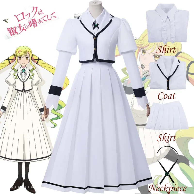 

CosplayAnime Rock Is a Lady's Modesty Ririsa Suzunomiya Cosplay Costume School Uniform White Dress Suit Halloween Party Set Adul