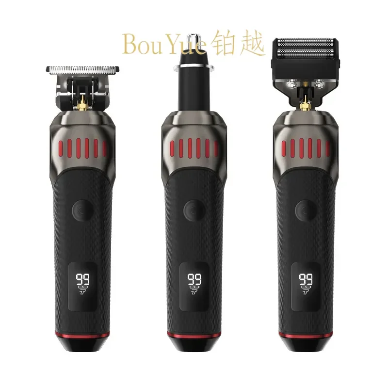 for 3-in-1 Electric Hair Clipper Men Grooming Kit Push Cut Trimmer Engraving Oil Head Styling Shaver Whitening Device