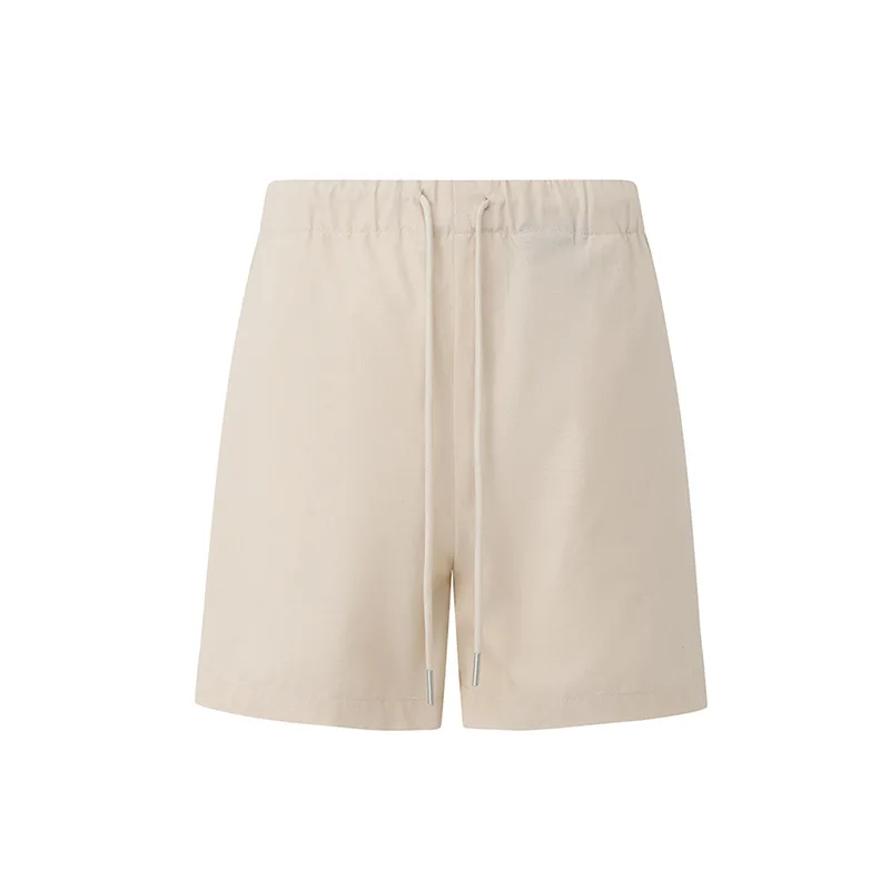 2025 Summer New Fashion Men's Linen Casual Trendy Wide Leg Straight Loose Solid Color Knee Length Drawstring Shorts Male Clothes