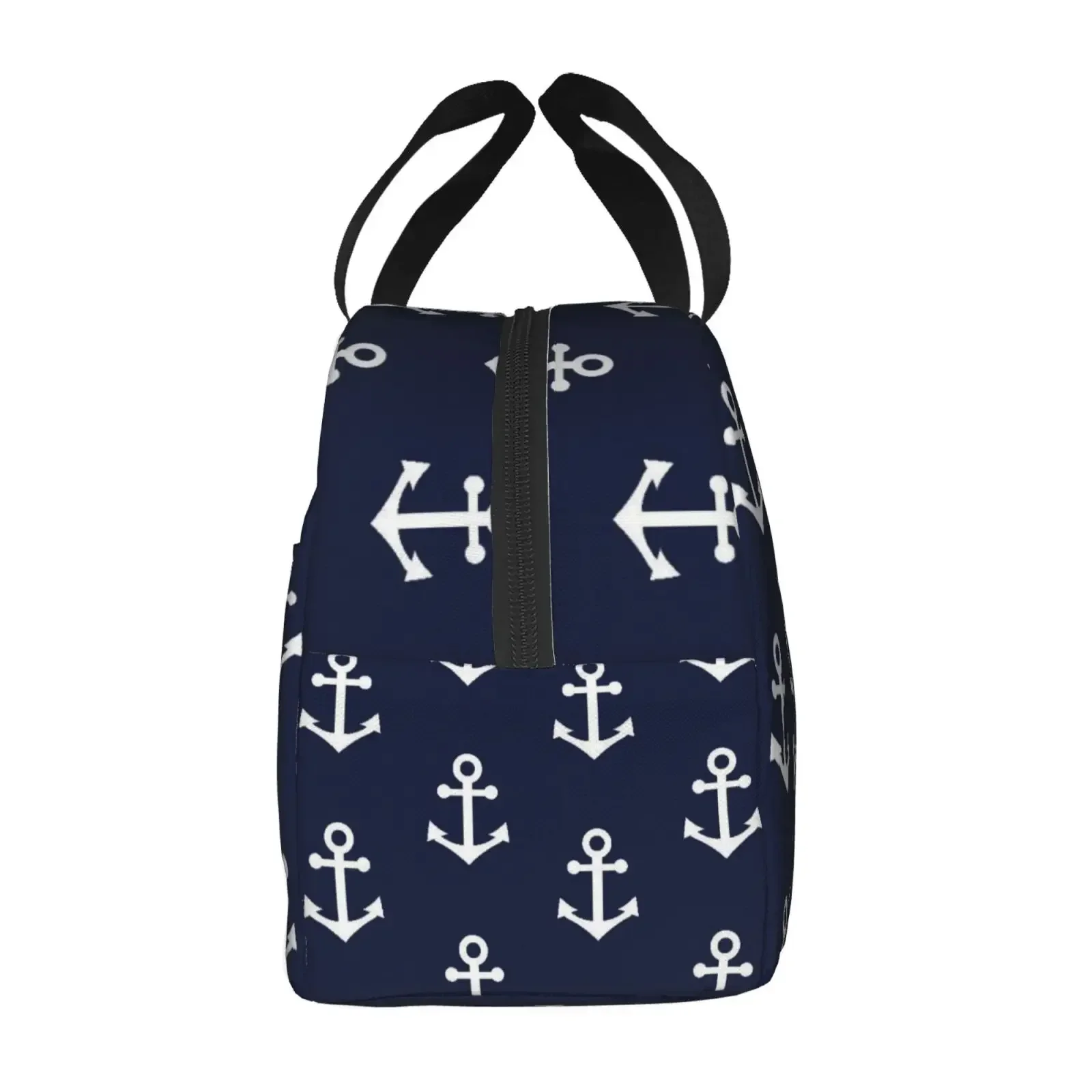 Navigation Ship Anchor Lunch Bag Waterproof Insulated Canvas Cooler Bag Thermal Cold Food Picnic Travel Tote for Women Children