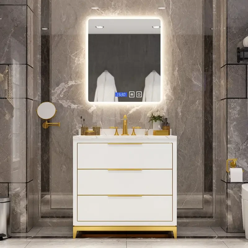 

Furnished bathroom vanity cupboard Modern vanity bathroom set with faucet