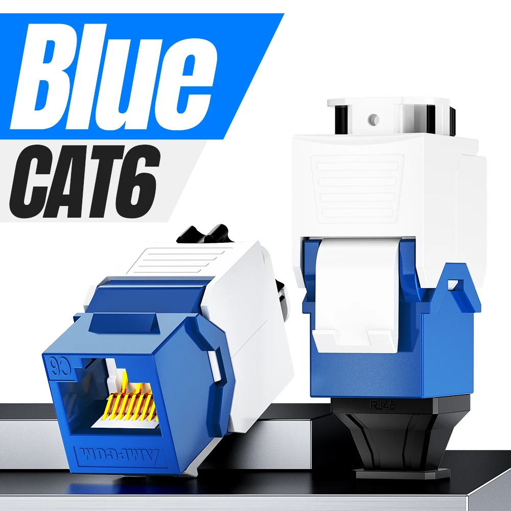 AMPCOM Netwerk RJ45 Keystone Jack CAT6A CAT6 Zip-Tie Gratis Ratchet Lock & Tool-Free UTP Modulaire Koppeling Ethernet Jacks 1/10Gbps