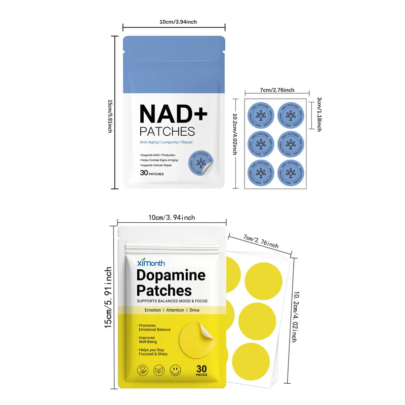 NAD+ & Dopamine Transdermal Patch Bundle Total 60Pcs |     Mood Balance Focus Well‑Being Skin‑applied Wellness Patches
