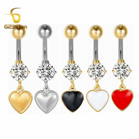 G23 Titanium Curved Barbell Love Heart Navel Ring Zircon 14G Belly Piercings Anti Allergy Jewelry Boyfriend Girlfriend Sexy Gift