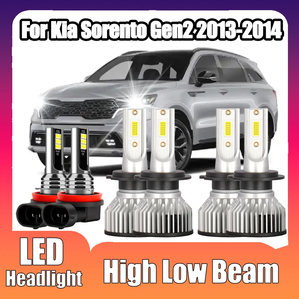 

High Low Beam LED HeadLights High Power Car HeadLamps 6000K Super White LED Fog Lights 12V 24V For Kia Sorento Gen2 2013-2014