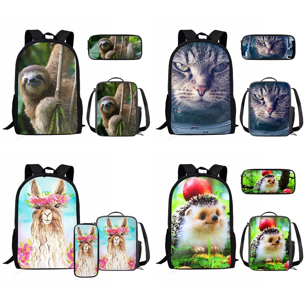 

Kids School Backpacks Animal Alpaca Sloth Print Women School Bags For College Students Children's Backpack Boy Girls 2022 New