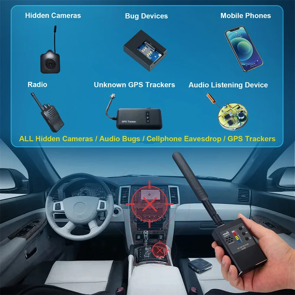 Detektor kamera Anti mata-mata profesional, pendeteksi sinyal pemblokir sinyal pelacak Bug Audio GSM dengan deteksi IR