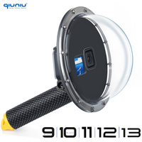 QIUNIU 45m Waterproof Dome Port for GoPro Hero 9 10 11 12 13 Black Waterproof Housing Cover for Go Pro 13 12 9 Diving Dome Port