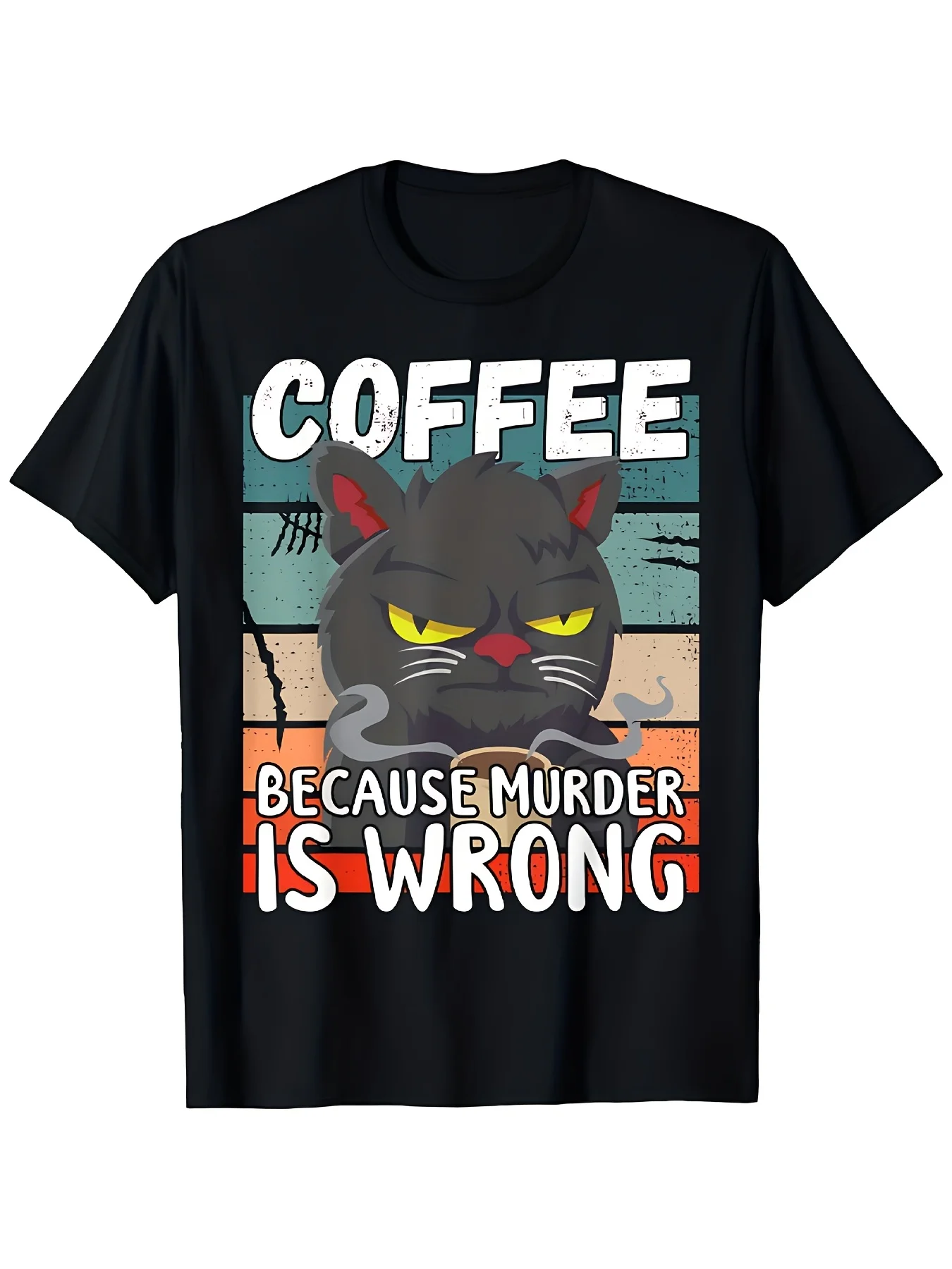 Floral-printed loose round-neck men's cotton T-shirt, breathable, comfortable and soft, suitable for summer leisure wear.