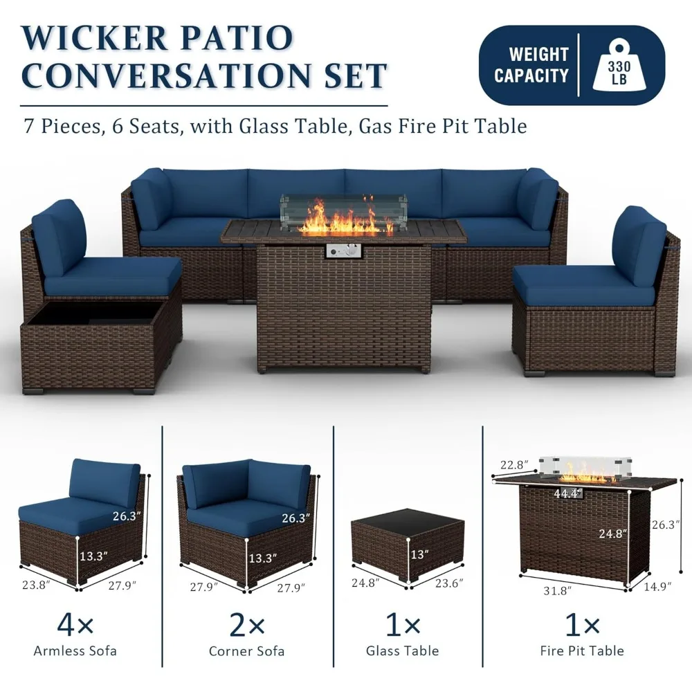 8 Pieces Outdoor Patio Furniture Set with 44