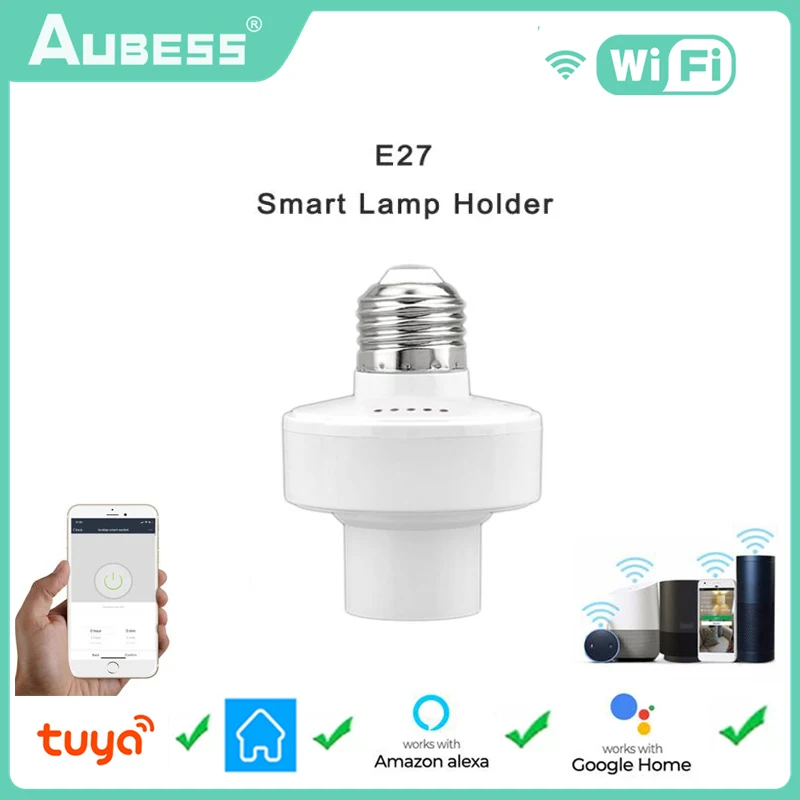 

WiFi Smart E27 E26 Light Bulb Adapter Lamp Holder Base AC Smart Life/Tuya Wireless Voice Control Work for Google Home Echo Alexa