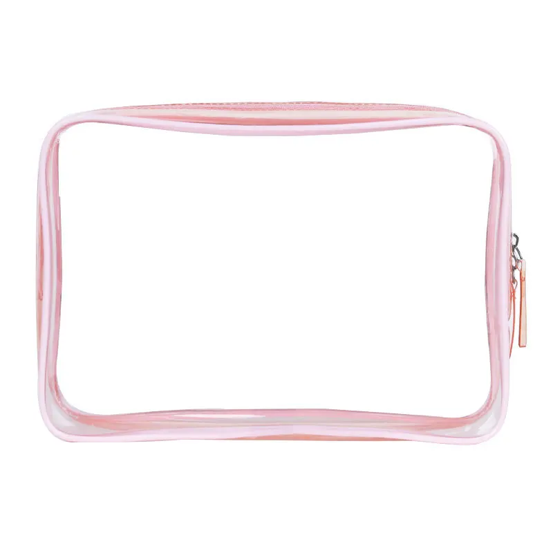 Borsa cosmetica da donna trasparente rosa borsa da viaggio impermeabile portatile per il trucco Organizer da bagno borsa da toilette trasparente per