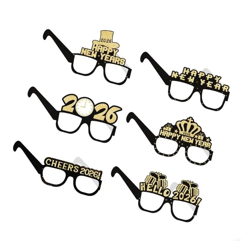 6 قطعة نظارات حفلات عصرية 2026 تصميم ورقي نمط محمول مدمج لرقصات العام الجديد والتجمعات الليلية #3