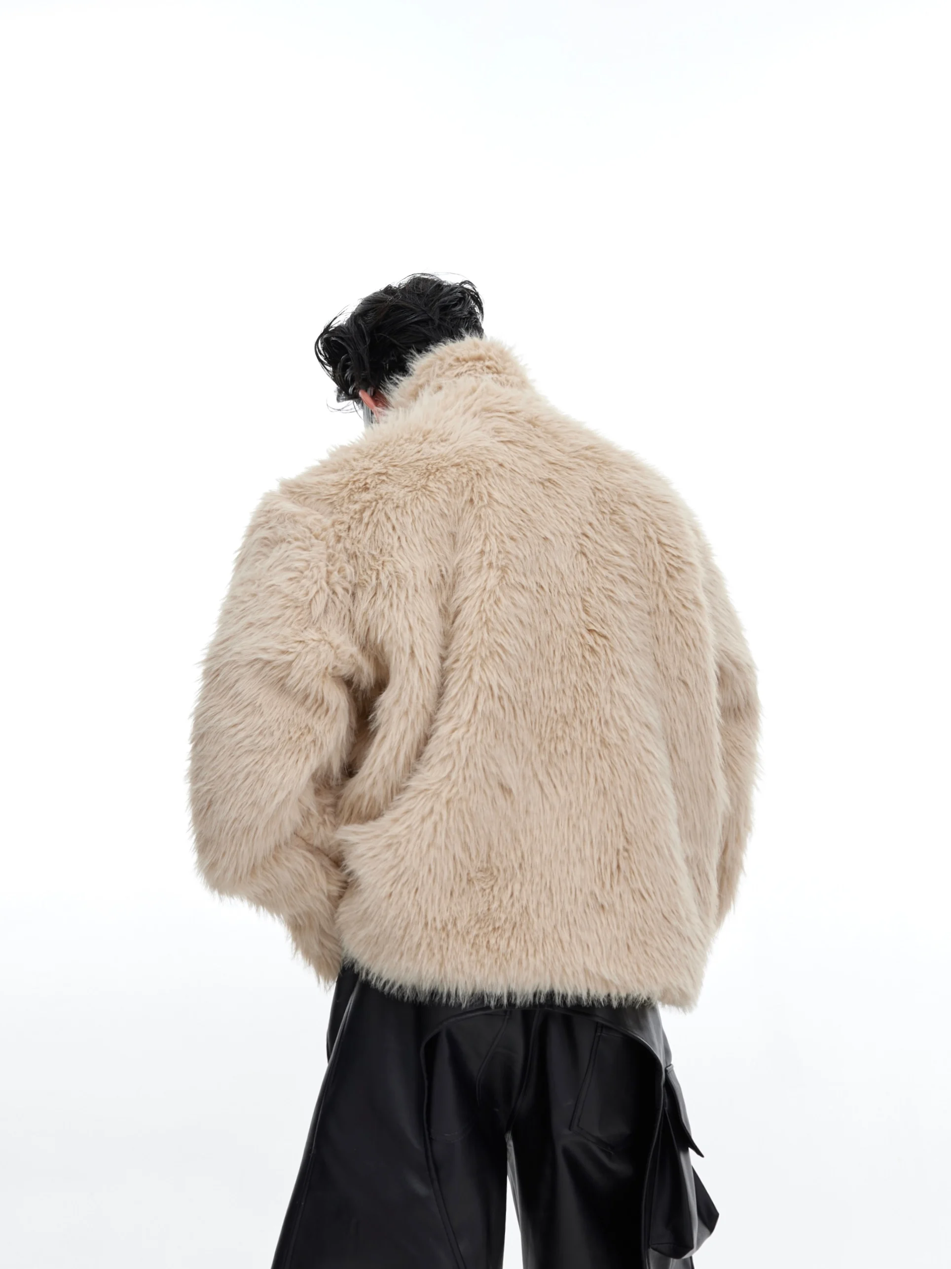 

ort Thi Long Hair Fur Coat Anti-Mink Hair Stand Collar Plu Outerwear Youth Casual Spring Cotton Zipper Sle