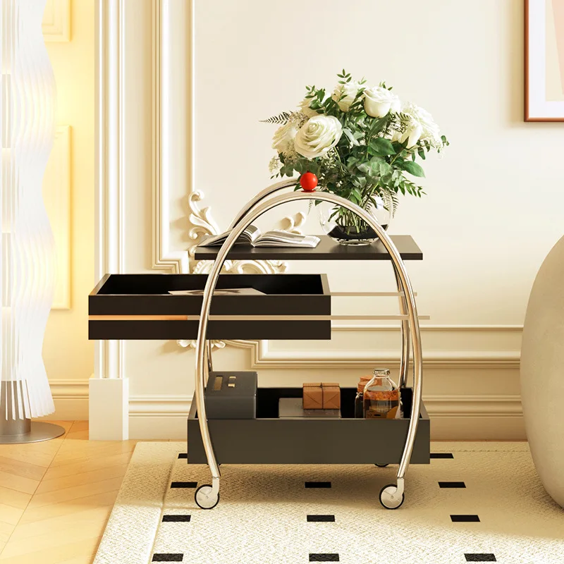 عربة العصور الوسطى من الفولاذ المقاوم للصدأ للتخزين المحمول وغرفة معيشة بسيطة ومبتكرة