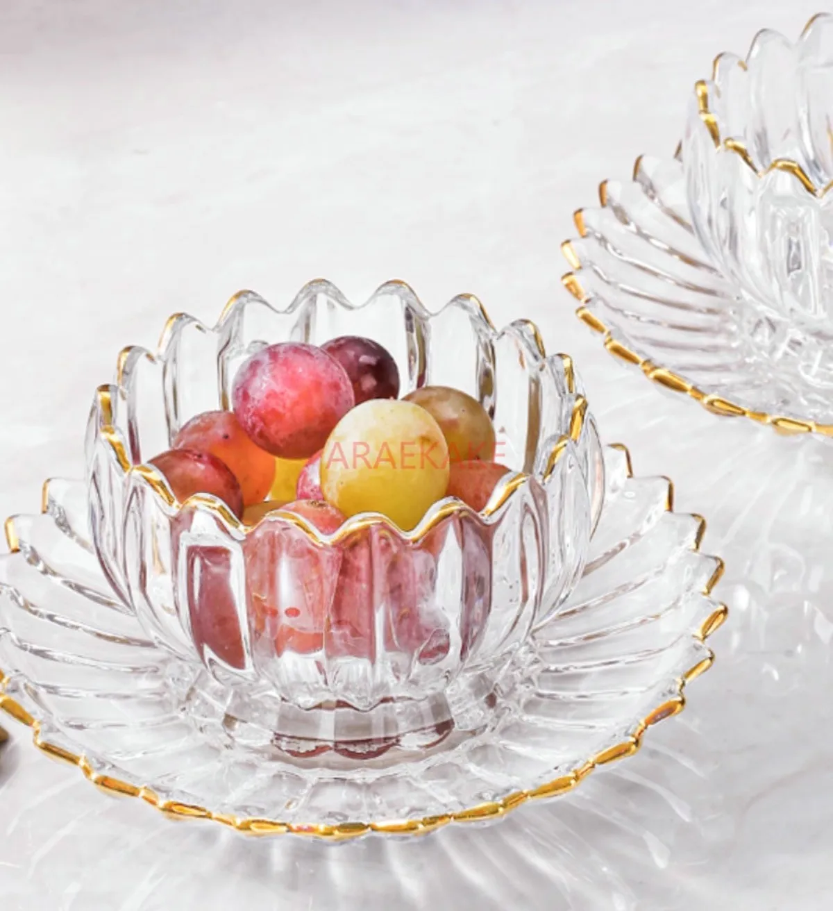 Crystal glass bowl household small fruit plate set tableware luxury Phnom Penh transparent fruit Dim sum dish salad bowl