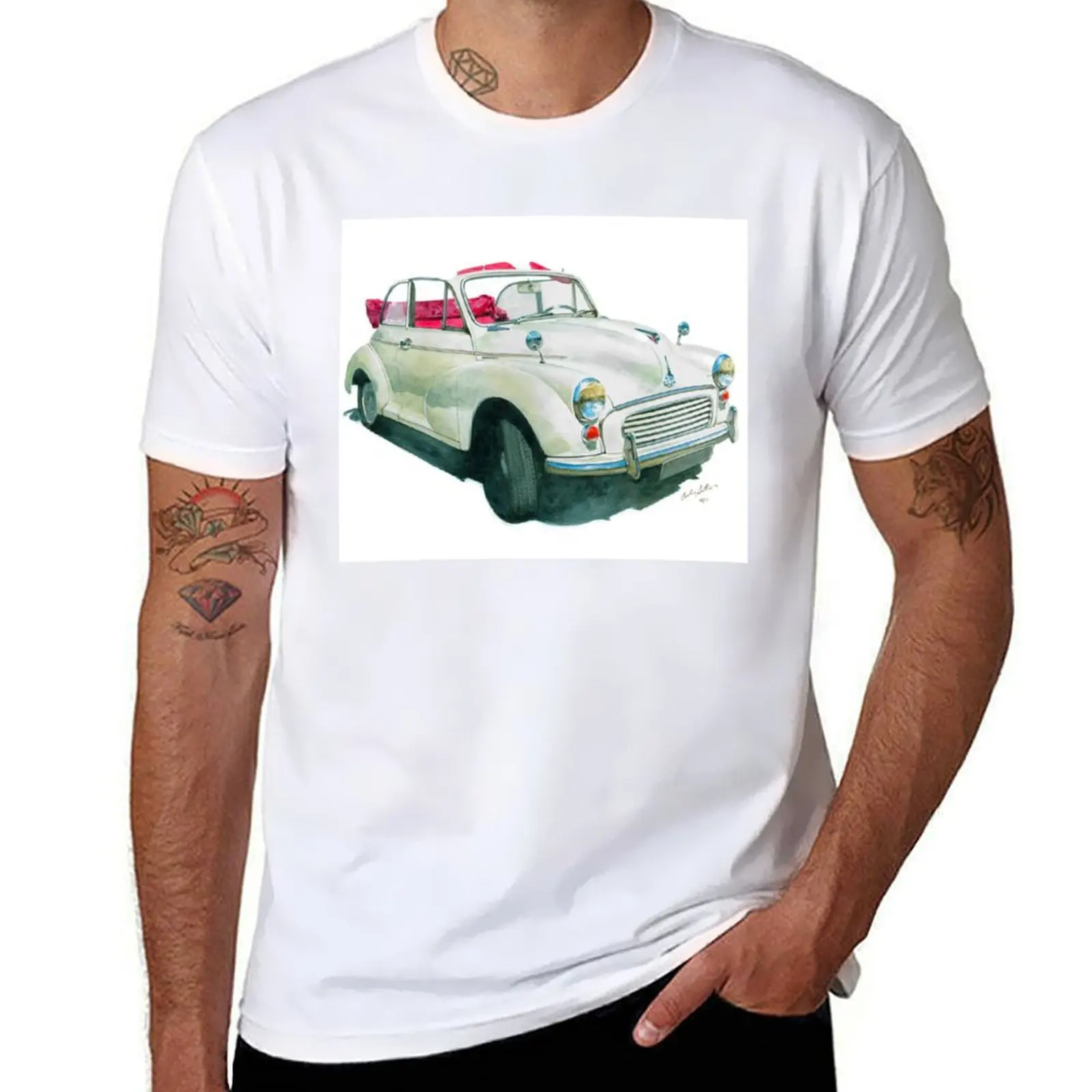 

Vintage Morris car watercolor T-Shirt cotton t shirt man anime tshirt T-Shirt