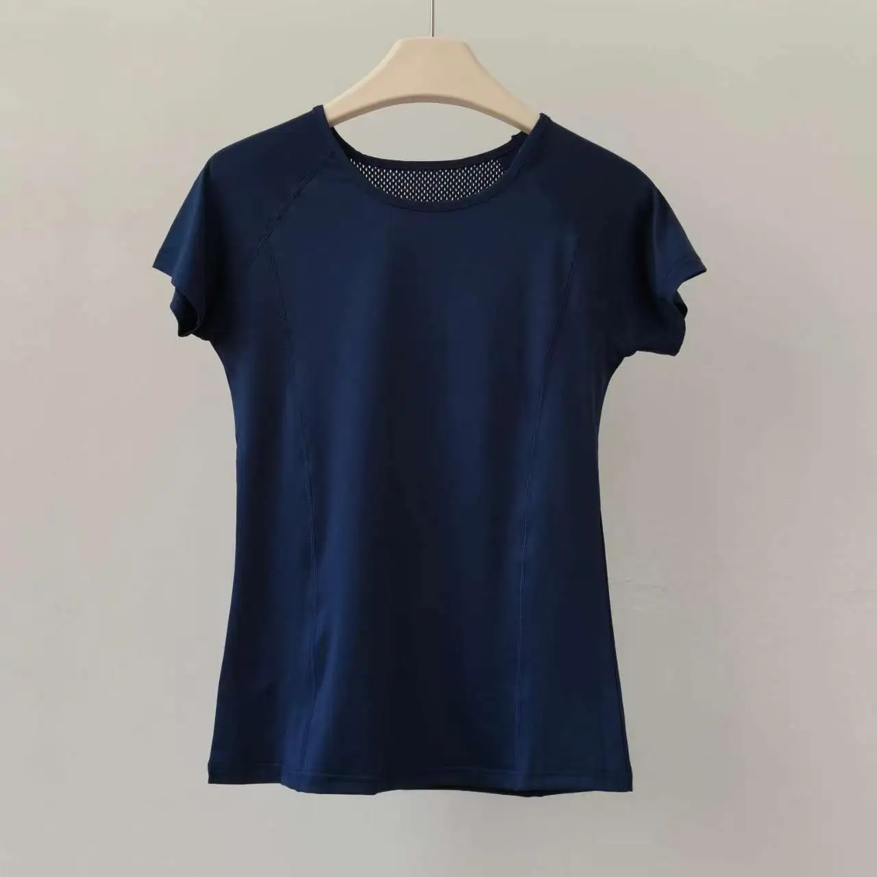 Women Mesh Back Yoga Top Short Sleeve Quick Dry Sports T‑Shirt Round Neck Breathable Slim Fit Gym Workout Running Training Fitne