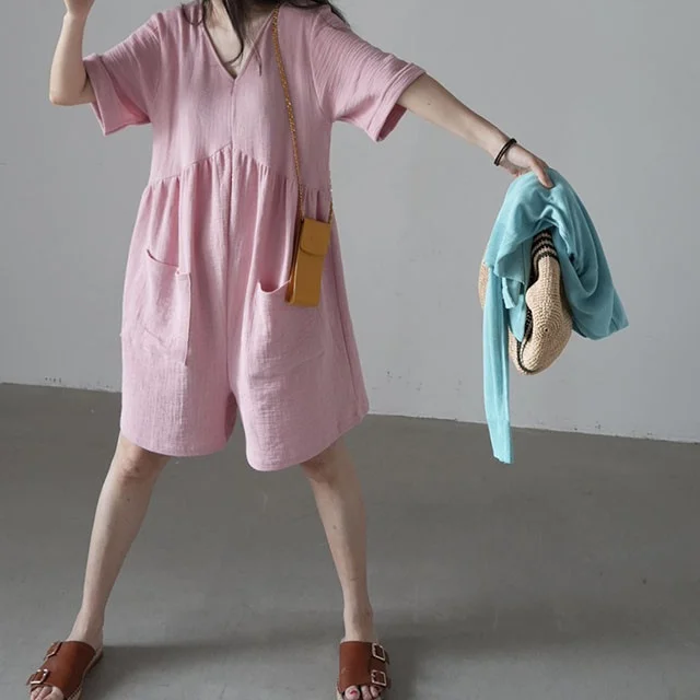 Summer New Women's Casual Pants V-Ne Wide Leg ort Loose Fit Adorable Freening Age-Defng Versatile Casual Trousers