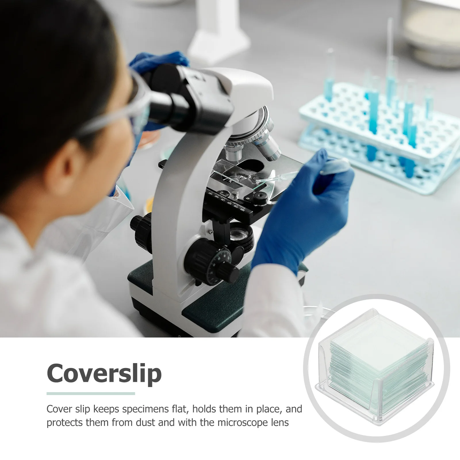 

1000Pcs Optical Microscope Cover Glass Square Blank Slides Clear Transparent Safe for Student Labs Microscope Cover Glass