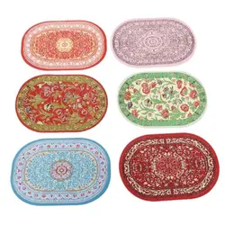 Multicolor Dollhouse Carpet Toy Doll Accessories Oval Round Miniature Weaving Rug Playing House Turkish Style Floor Covering Mat