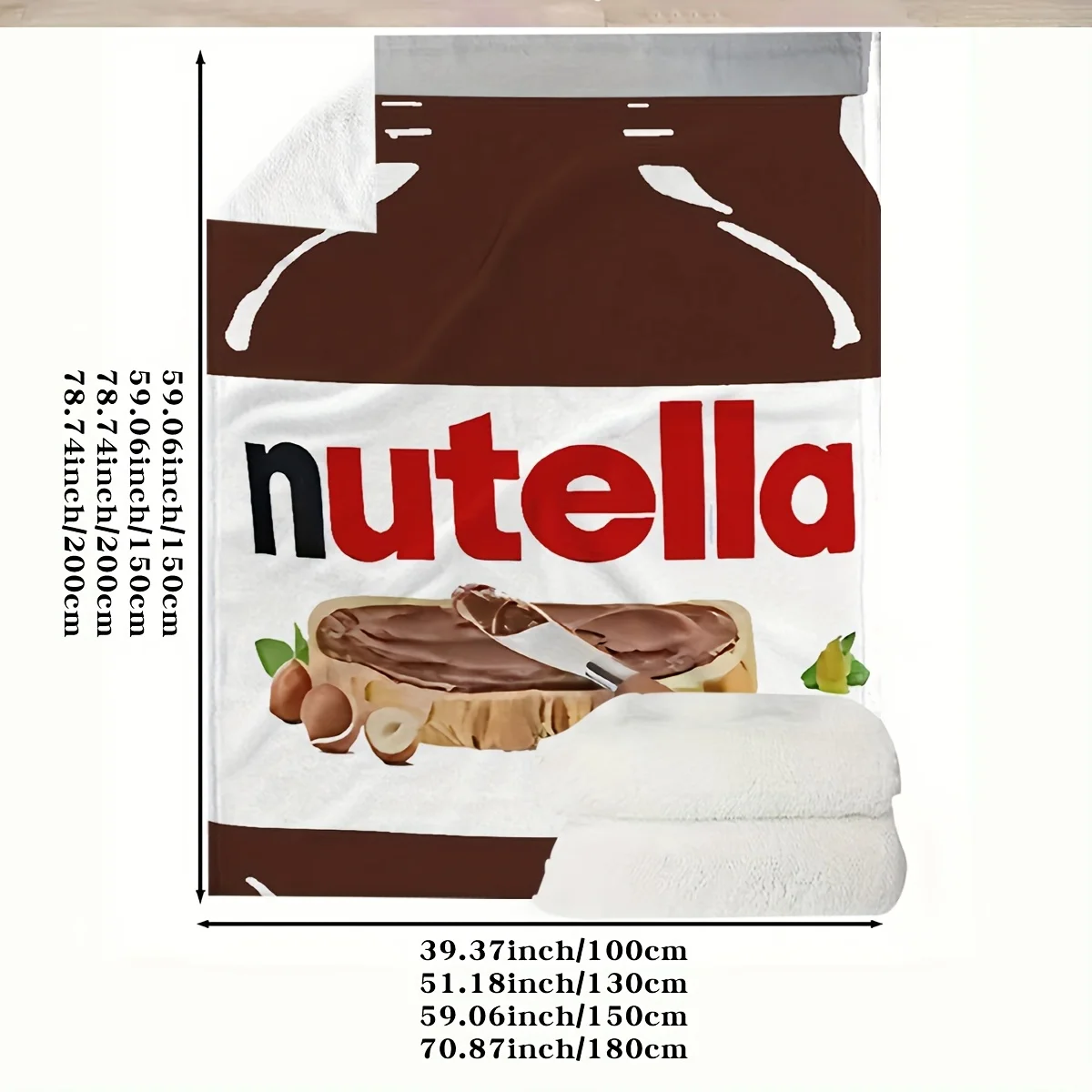 Cute Nutella Chocolate Spread Blanket Throw for Couch Home Decor Gift Fleece Cozy Dessert Lover Kitchen Cartoon Apartment Throw view 3