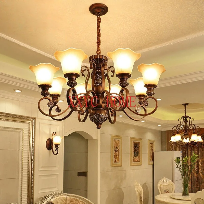 

Living Room Chandelier Retro Villa Lobby Light Luxury Duplex Stair Light Creative Bedroom European-Style Chandelier