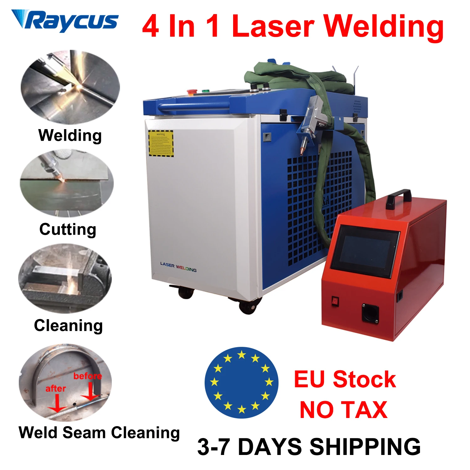 4 in1 Fiber Laser Welding Machine 1000W 1500W 2000W JPT Raycus MAX Laser Welding Cutting Cleaning for Stainless Steel Brass