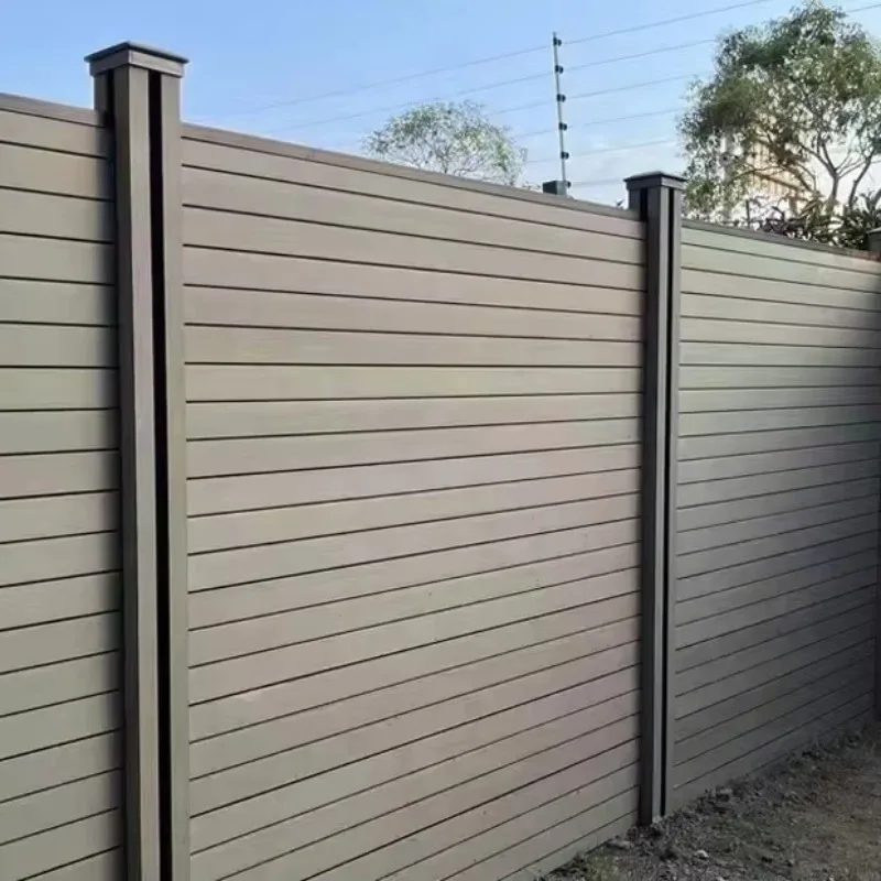 Customization Full Privacy Fence Panels Wpc Wood Composite Fencing Slabs with Poles for Outdoor Garden