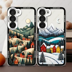 Phone Case For Samsung Galaxy S20 S21 S22 S23 S24 FE Plus Ultra A54 A53 A52 A34 5G TPU Soft Cover Snow Scene Art