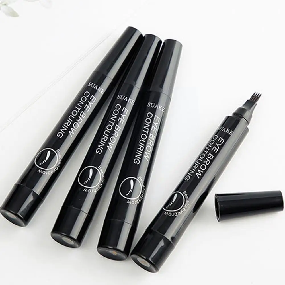 4 Points Eyebrow Tattoo Pen 4 Colors Waterproof Long Brow Pencil Lasting Enhancer Microblade Natural Liquid Eye Pencil Eyeb E3m1