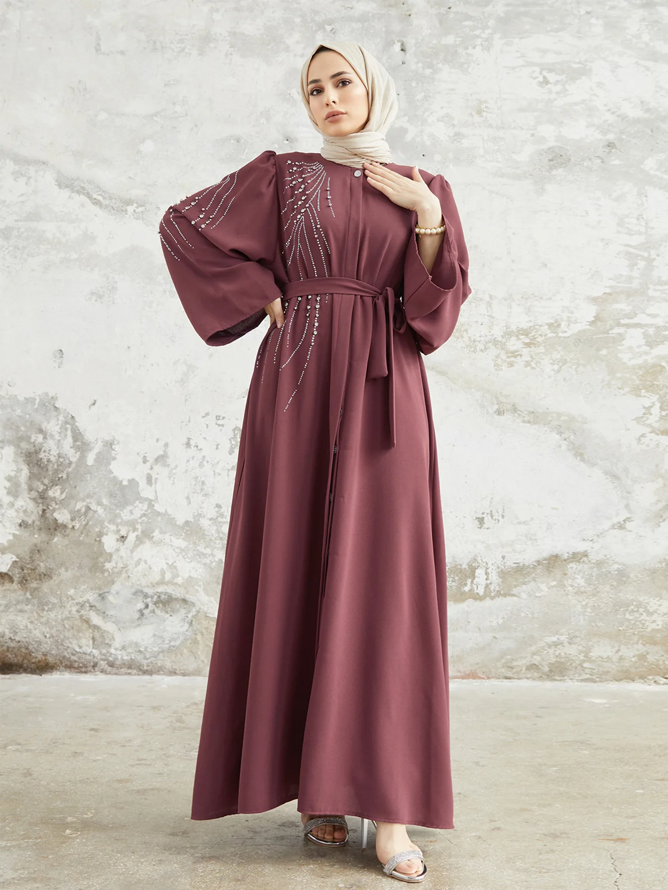 Abayas elegantes con diamantes para mujer, vestido largo de lujo con cinturón de Dubái, caftán Eid Ramadán, bata marroquí femenina Kebaya, Vestidos