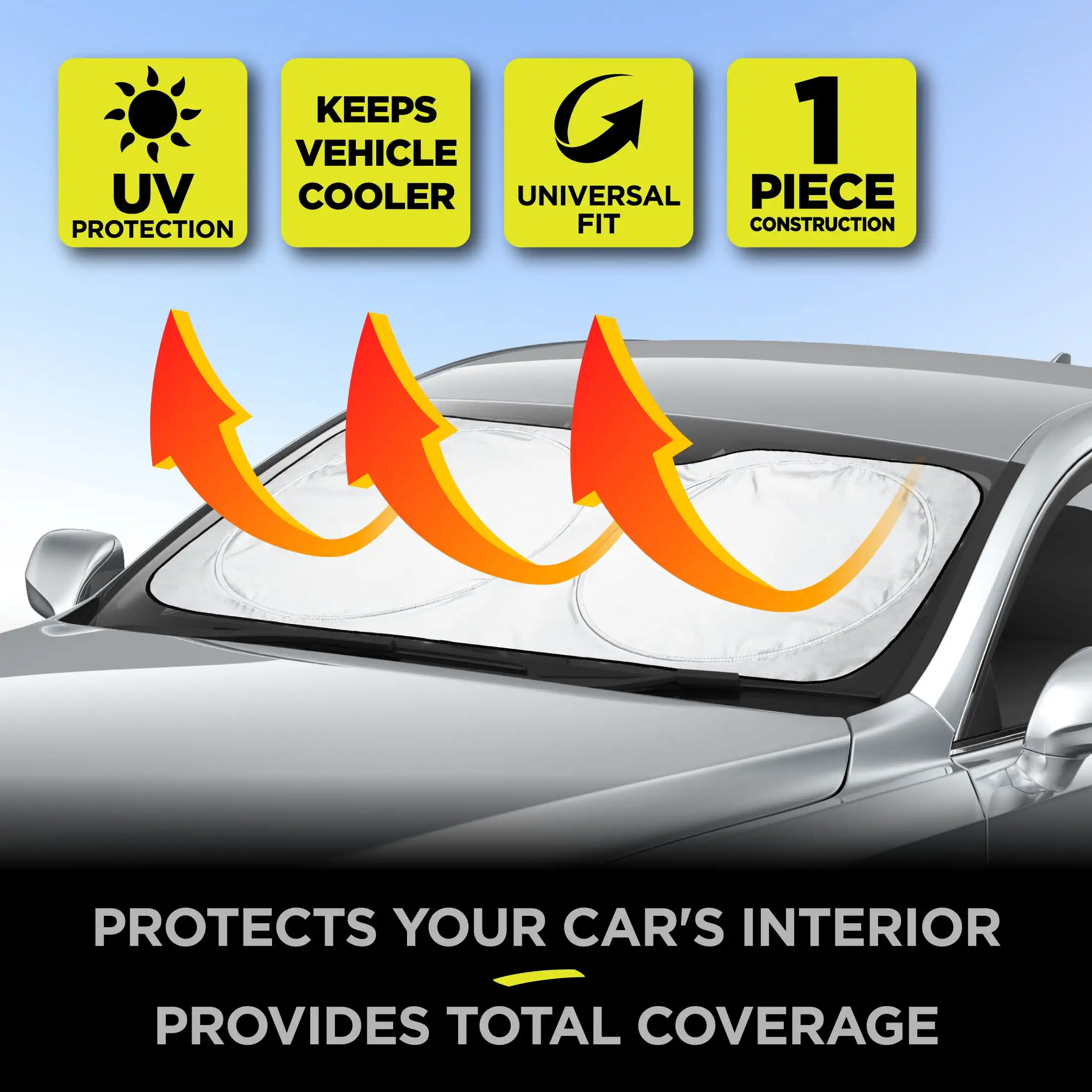 Twist Sun Shade Protection สําหรับรถยนต์ 1 แพ็ค, 63"x29.5"